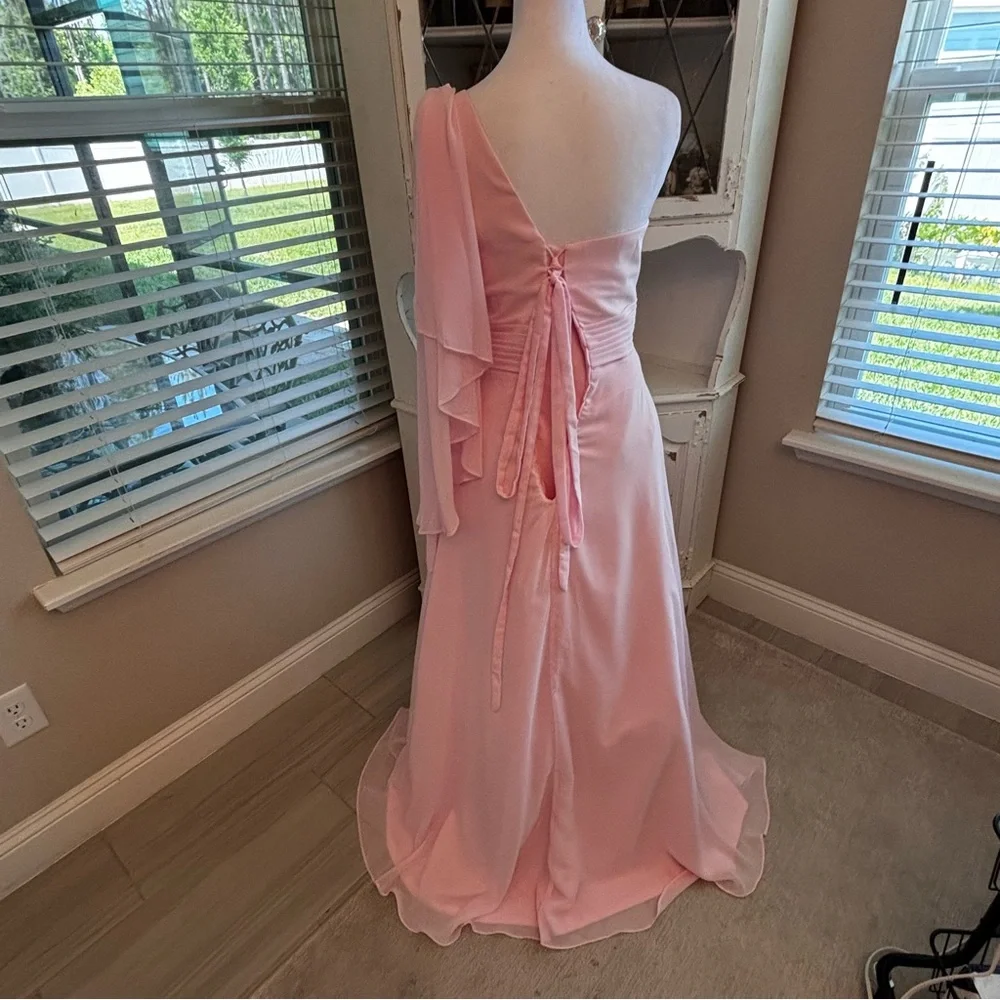 NEW Pastel Pink Dress, Pink Prom Dress, One Shoulder Dress, NWOT Sice XL/16 - Picture 7 of 11